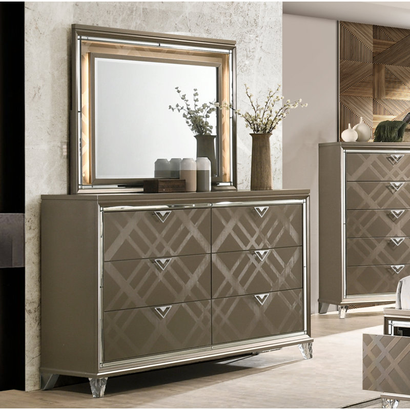 Commode double à 6 tiroirs avec Miroir Galaz