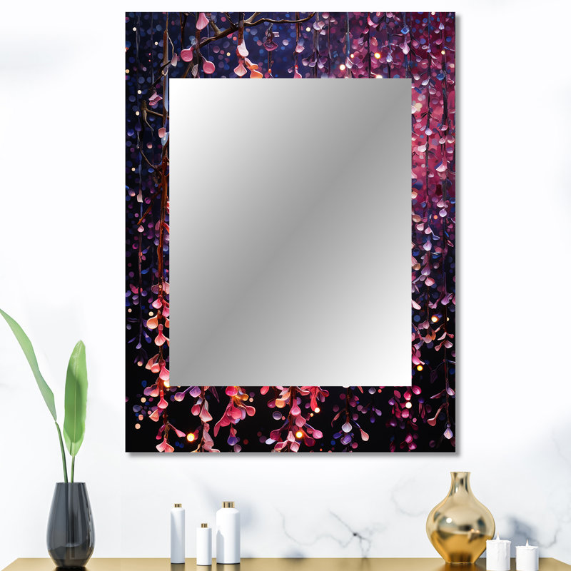Purple and pink Canopy of Blossoms - Cherry Blossom Tree Decorative Mirror, Purple Wall Mirror, Printed Metal Art, 40" x 30"