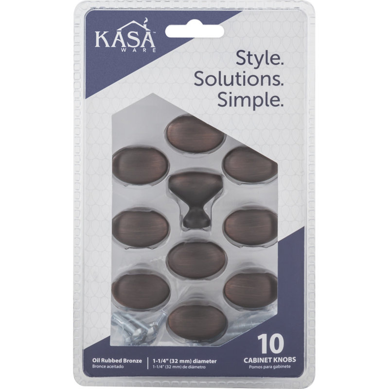 1 1/4" Length Oval Knob, Brushed Oil Rubbed Bronze