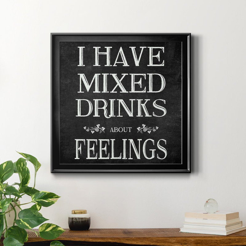 Mixed Drinks - Reproduction d'art textuel sur toile encadrée, H 34,5 po x l 34,5 po x P 1,5 po, Noir