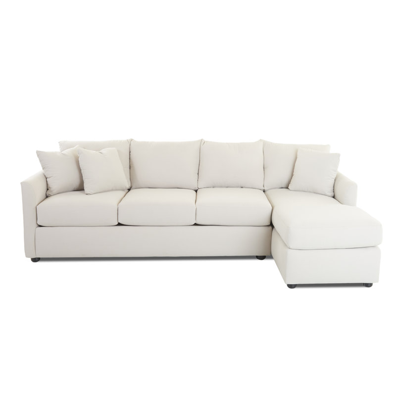 Canapé et chaise large 110 po Cecelia, Blanc sergé décoloré classique, Accoudoir à droite (vu de face)