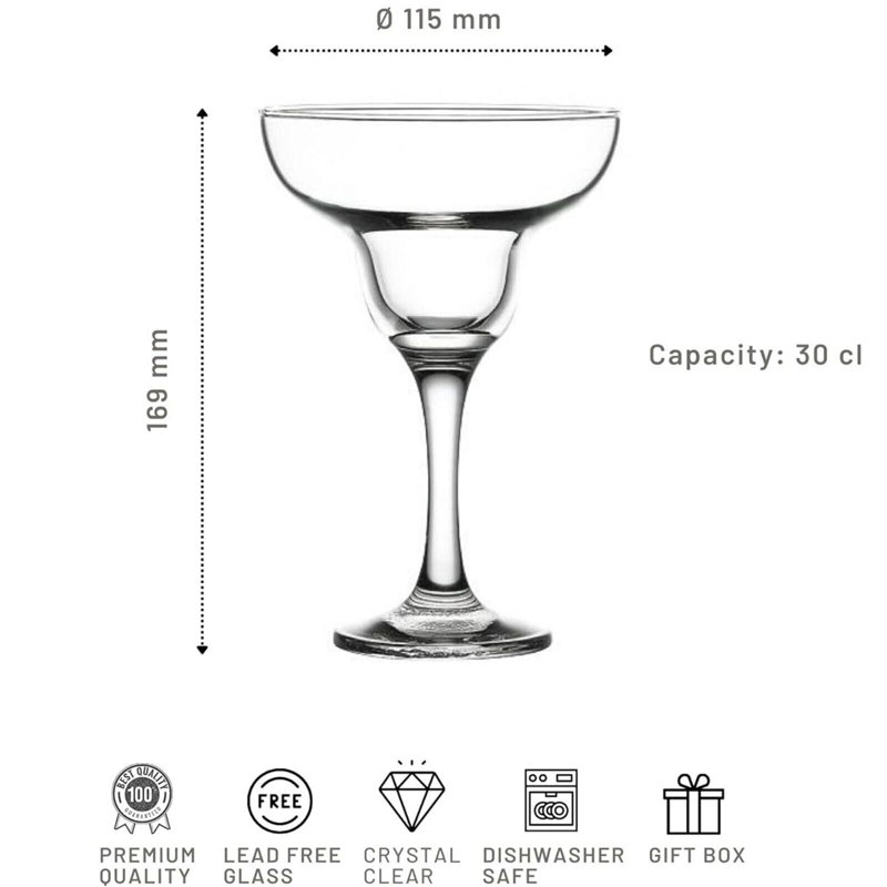 Allishia 305ml Handmade Margarita Glass Set