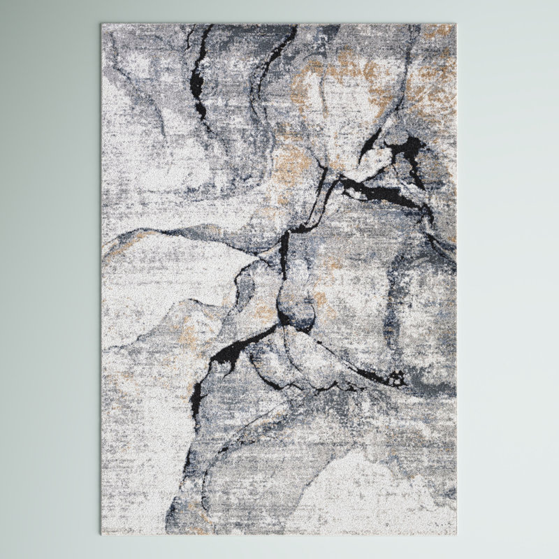 Steve Abstract Gray Area Rug, Rectangle 7'10" x 10'