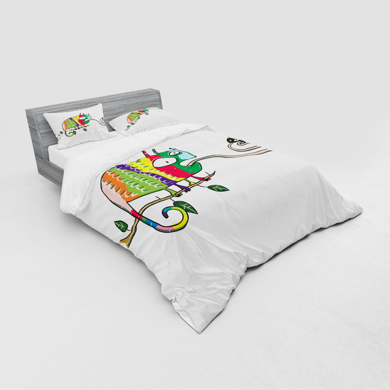 Vert / jaune / microfibre grise, Housse de couette grand + 3 pièces supplémentair