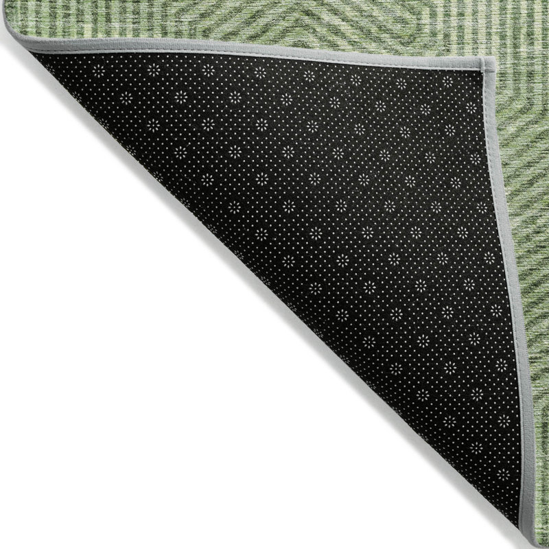 Tapis extérieur lavable à motif géométrique 5 pi x 8 pi vert et vert clair