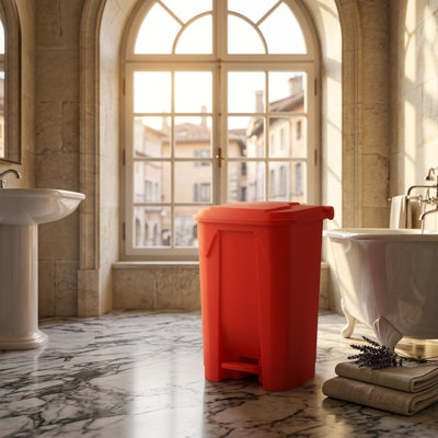 50L Red Pedal Bin - Large Kitchen, Home & Office Waste Solution