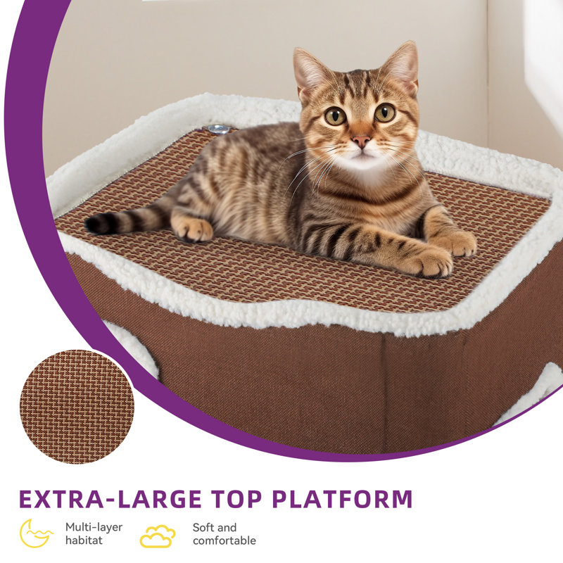 Brown 2-Storey Sisal Cat House with Scratching Post