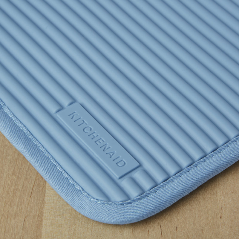KitchenAid Ribbed Soft Silicone Potholder, Light Blue