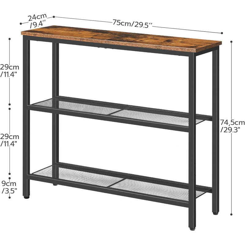 75cm Console Table, Rustic Brown