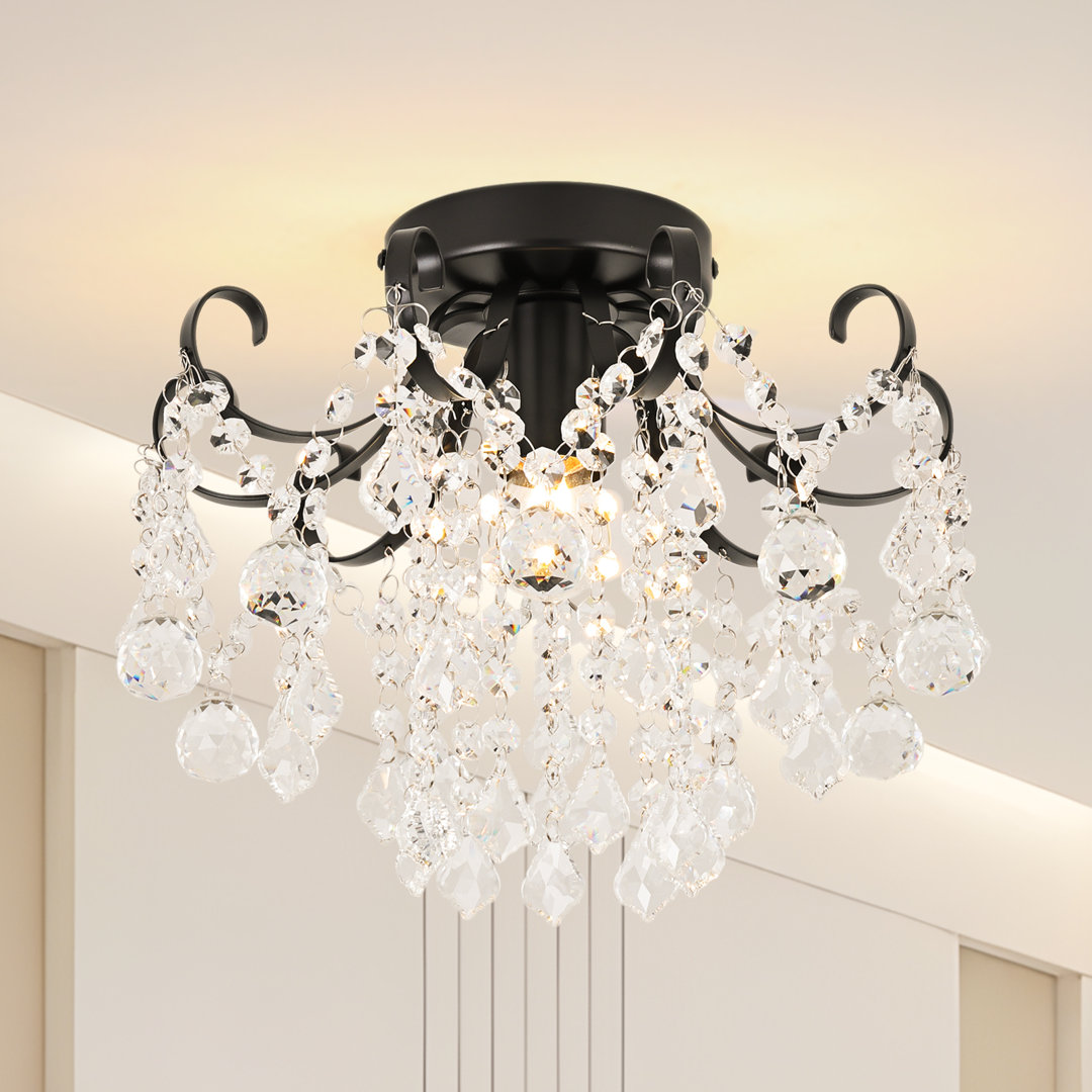 Kianu Crystal Flush Mount Ceiling Light Rosdorf Park Fixture 