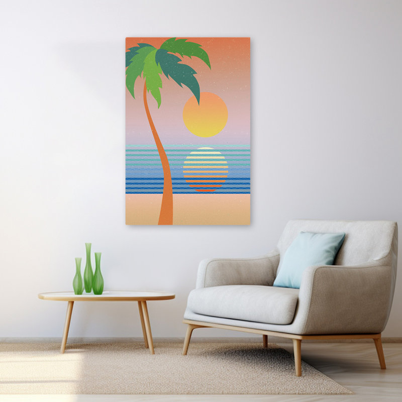 Paradis sans mots - plage, bleu, brun, art côtier, H 48 po x l 32 po