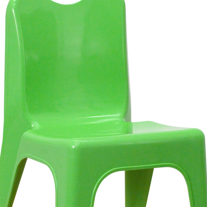 Chaise d'école empilable en plastique Goddard avec poignée de transport et siège de 11 po de hauteur, vert, 10