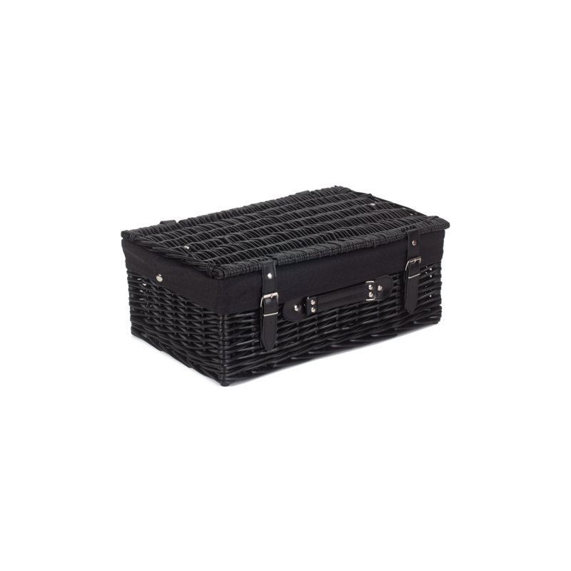 Wicker Hamper Basket with Lining, 19cm H x 46cm W x 30.5cm D, Black/Black