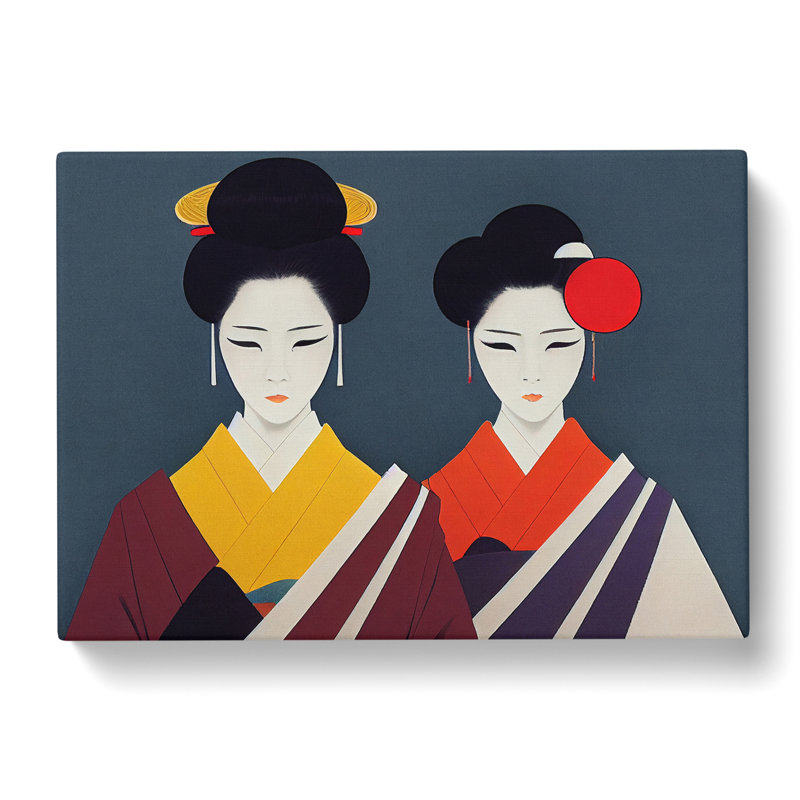 The Two Geisha - Wrapped Canvas Print, 35cm H x 50cm W x 3cm D
