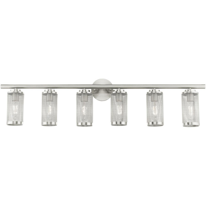 Industro Sleek 6-Light Brushed Nickel Vanity Sconce with Stainless Steel Mesh Shade