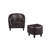Wesley Faux Leather Barrel Chair with Ottoman