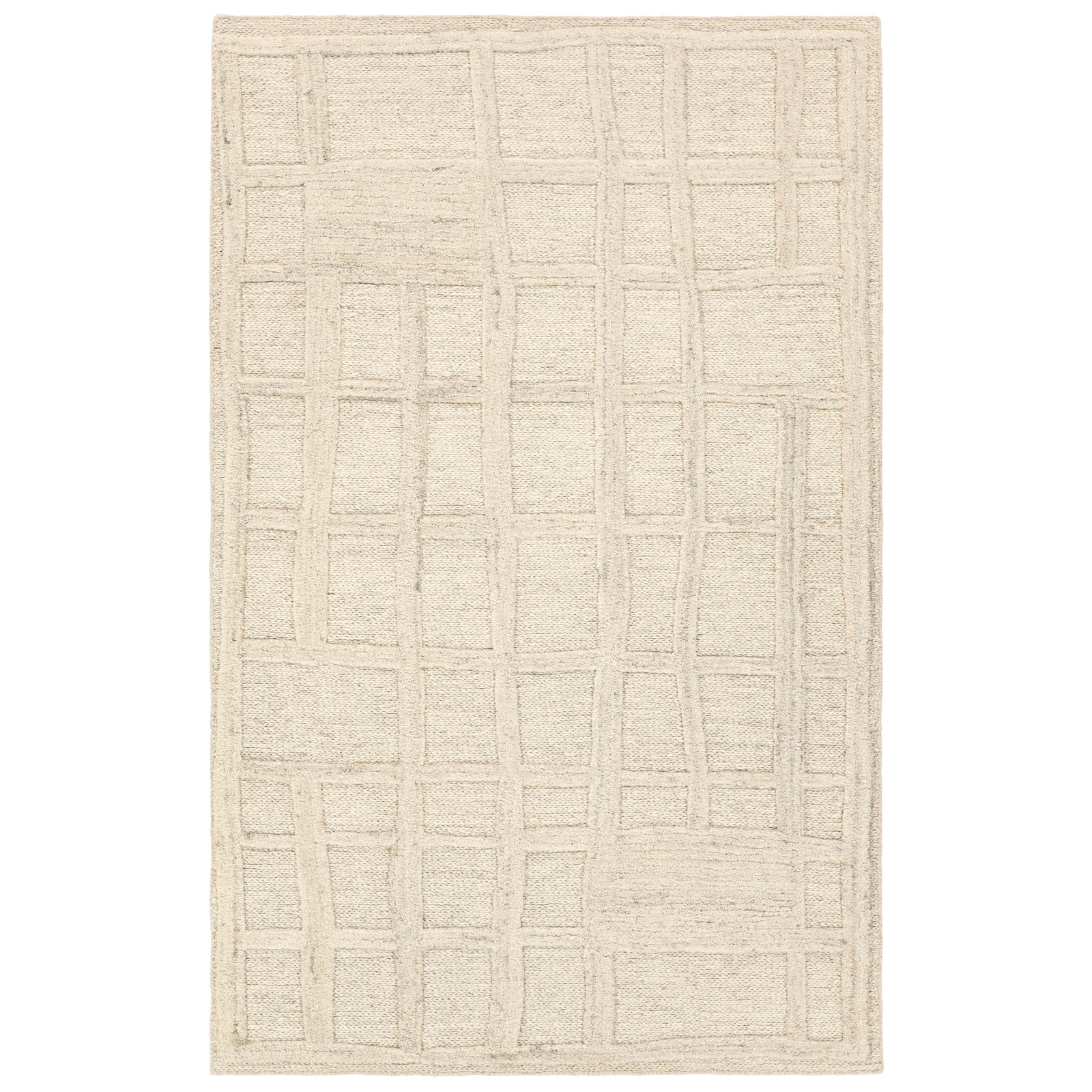 Label J Lustrous BAV04 Handmade Geometric Cream Area Rug, Rectangle 9'6" x 13'6"