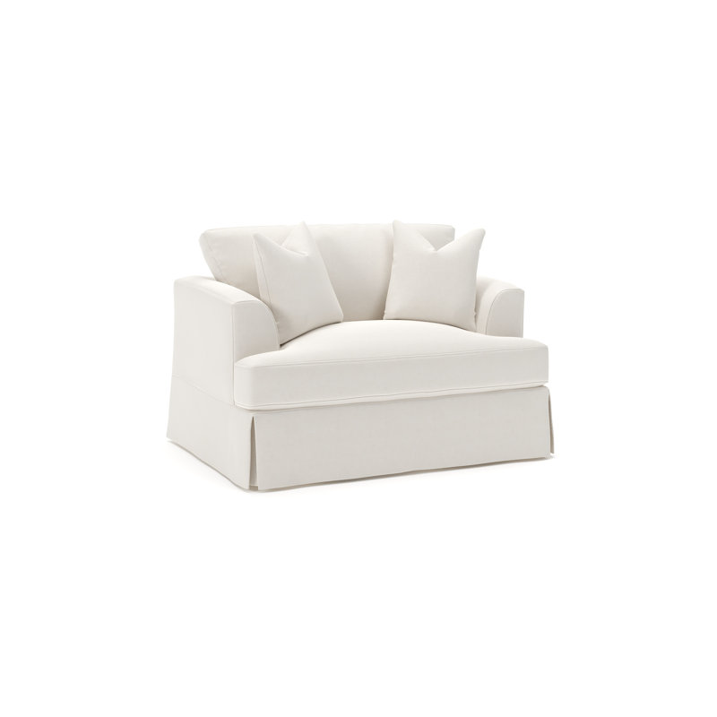 Lucia Slipcovered Chair and a Half, Lena Off White Performance Linen Blend