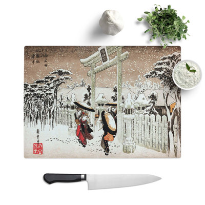 Glass Gion Temple in Snow by Utagawa Hiroshige Chopping Board