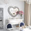 Crystal Flat Wall Mirror Heart Shape Decor Mirror 78x68CM