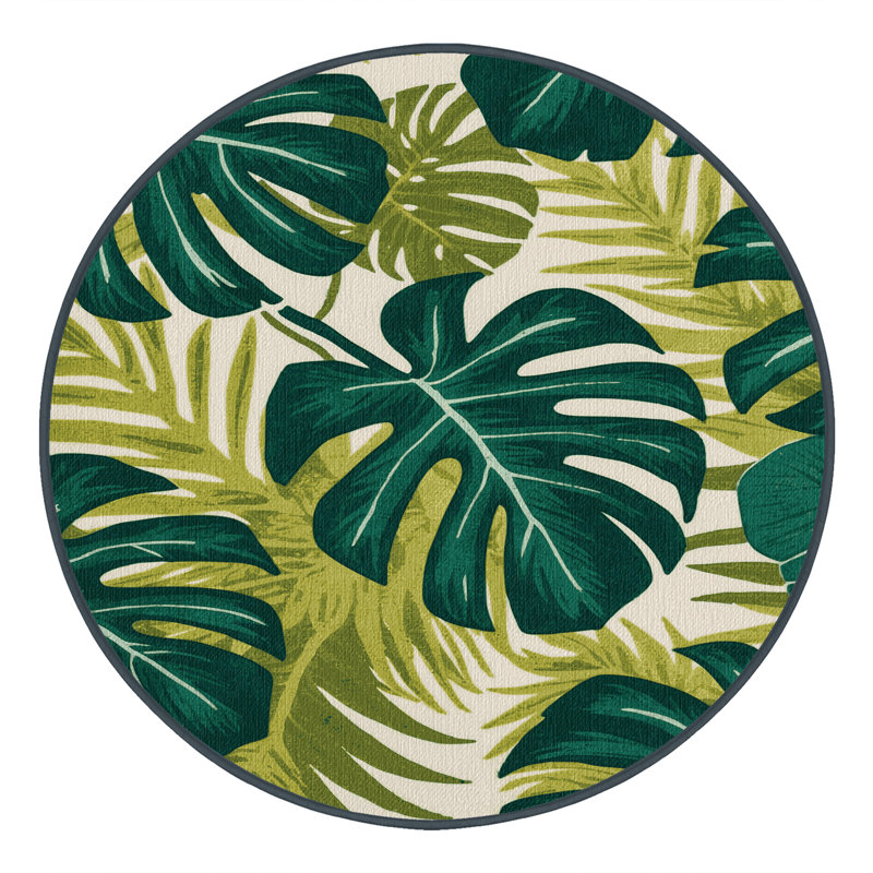  Tapis lavable hawaïen à feuilles Monstera, Rond 8 pi