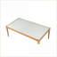 Bois naturel & amp; Table basse en verre givré pour le salon, plateau durable facile à nettoyer