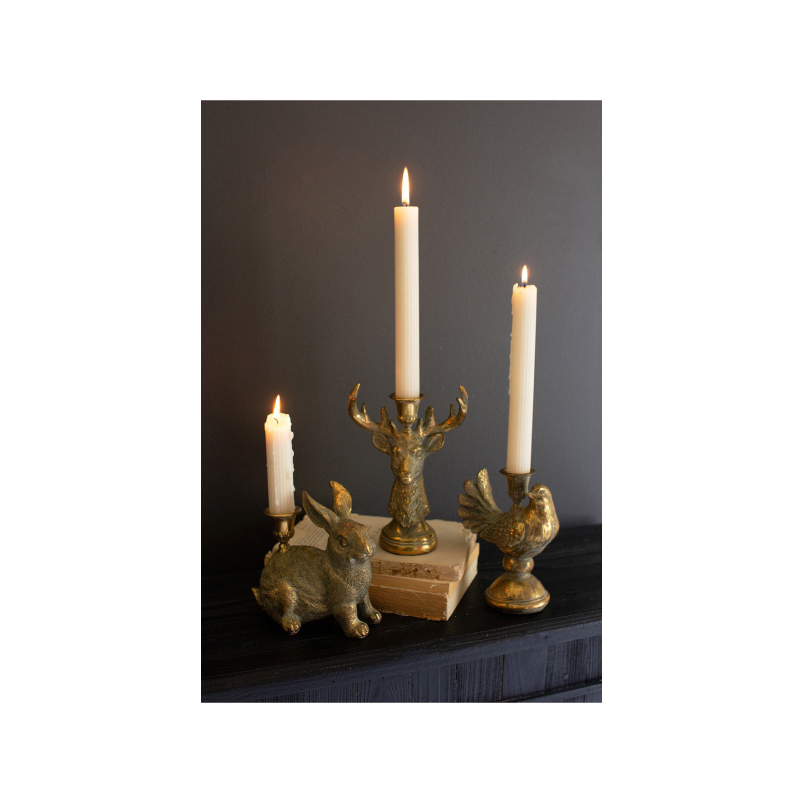 RESIN TAPER CANDLE HOLDER - DEER
