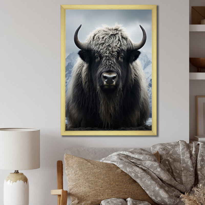 Portrait de yaks noir et blanc III, reproduction d'art sur toile, H 32 po x l 24 po x P 1 po, Or