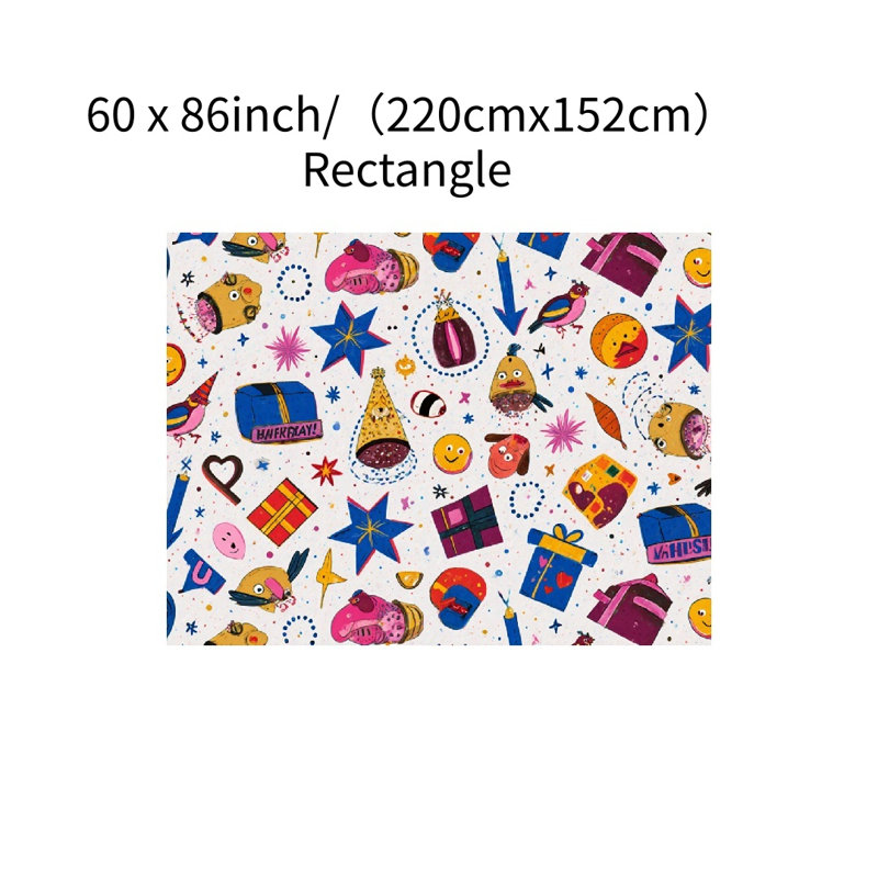 Nappe Whimsical Party Icon pour salle à manger, 60 x 86 pouces, rectangulaire
