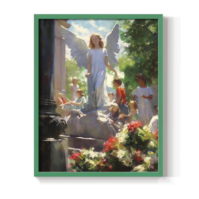Religious Series CDLXII, reproduction encadrée - bois massif, Vert, H 21 po x l 17 po