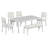 Vintage Extendable Dining Table Set for 6 with 4 Chairs & Bench, 59 to 72-Inch Rustic Farmhouse Kitchen Table Set with Distressed Finish and Retro Carved Legs-1793550586