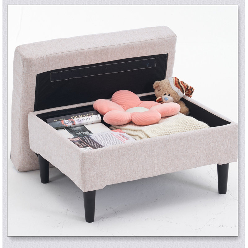 Ensemble de fauteuil rembourré beige et repose-pieds avec rangement - Canapé simple confortable