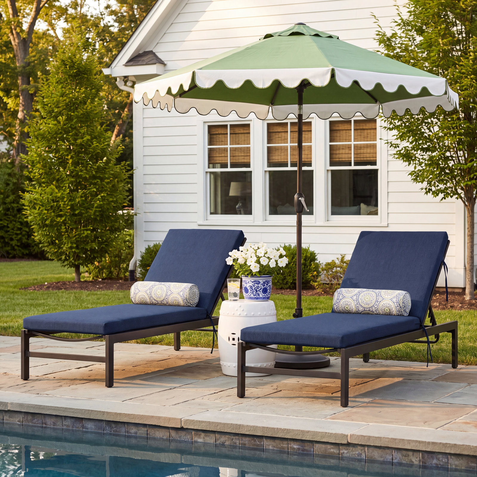 Amala Sunbrella® Seat and Back Cushion, 3.5" H x 24.5" W x 52.5"D, Spectrum Indigo Sunbrella®