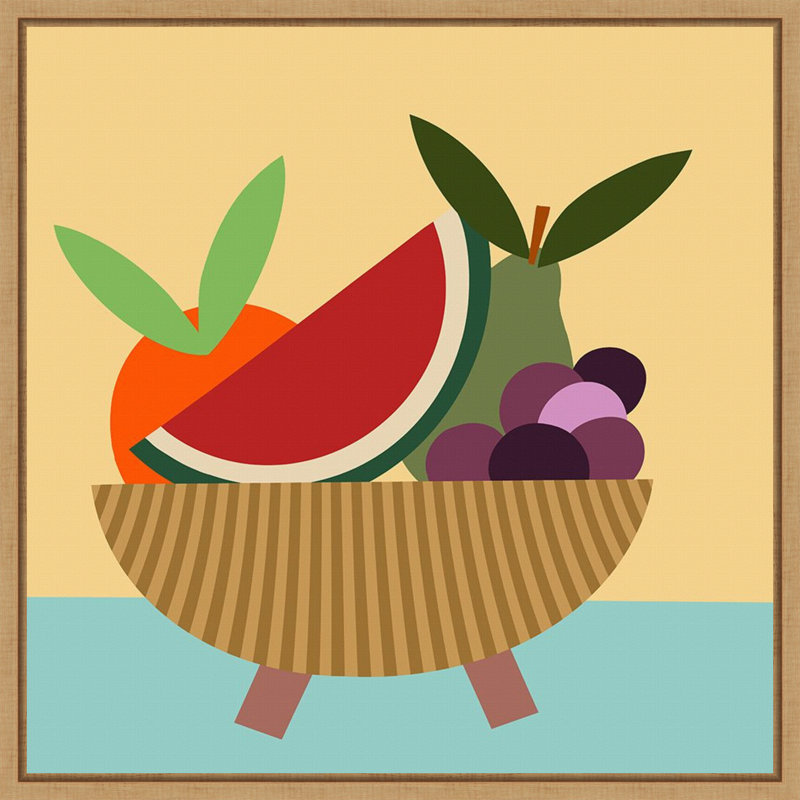 "Graphic Fruit Bowl V" par Regina Morre, reproduction d'art sur toile encadrée, H 22 po x l 22 po
