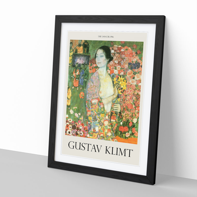 The Dancer by Gustav Klimt - Picture Frame Painting, 48cm H x 36cm W x 2cm D, Black Framed