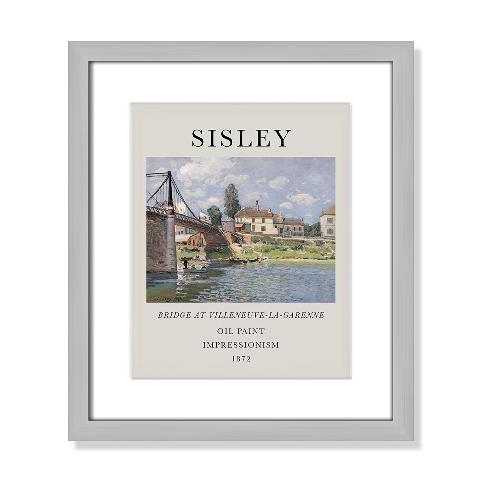 Old Masters Collection "The Bridge at Villeneuve" Print, Yes, 15" H x 13" W x 1.25" D, Silver Single Picture Frame