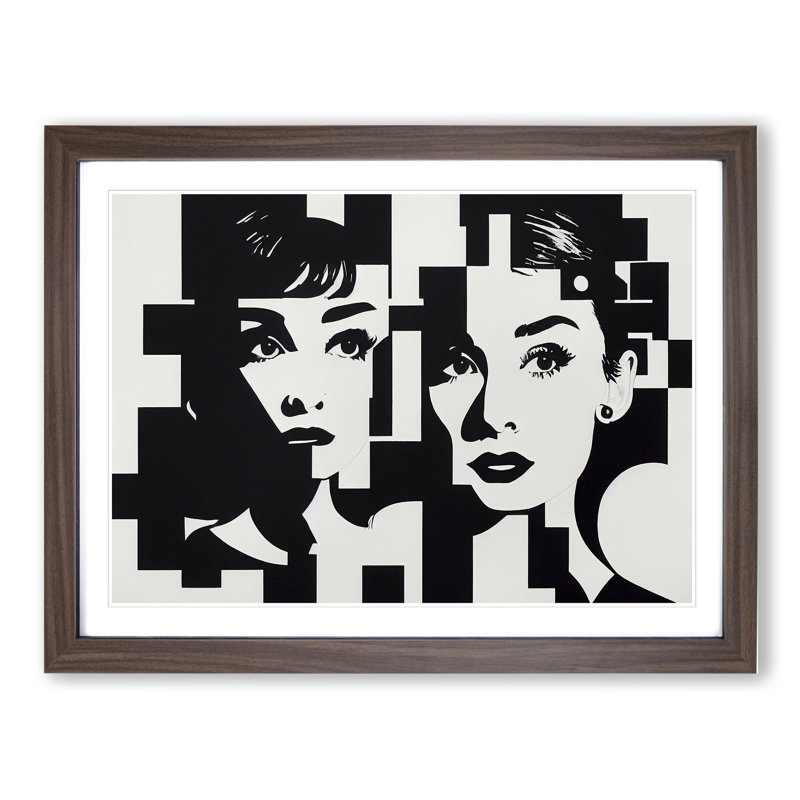 Abstract Women - Framed Print, 46cm H x 64cm W x 2cm D, Walnut