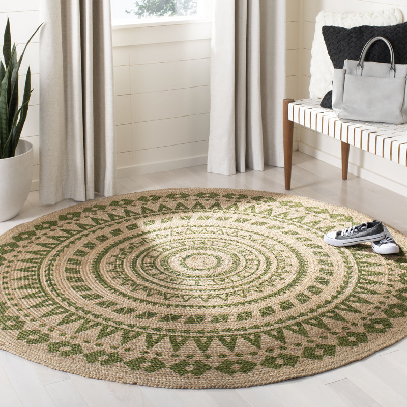 Tapis rond rond tissé à la main style sud-ouest Devaney, Round 8' x 8'