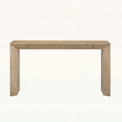 Modern Farmhouse Console Table with 2 Concealed Drawers,Waterfall Design for Living Room