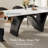 86'' Modern Minimalist Rectangle Dining Table for 4-6, Faux Marble Dining Table with Black N Shaped Legs for Home, Kitchen, Living Room-188210010