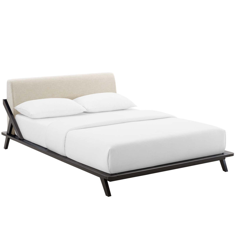 Luella Queen Upholstered Fabric Platform Bed, Cappuccino/Beige