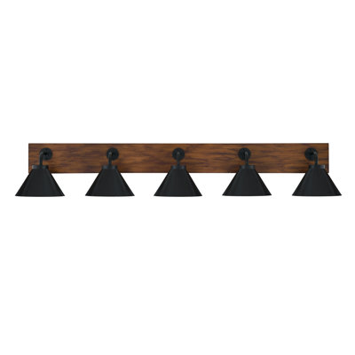 Oxbridge 5 Light Bath Bar Shown With 7" Cone Metal Shades