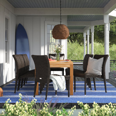 Anautica 10 - Person Teak Wicker Patio Dining Set with Rectangular Table