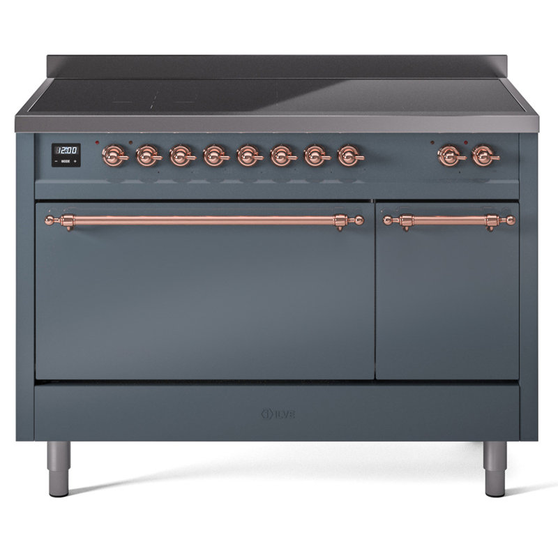 Cuisinière à induction 48 po ILVE Nostalgie II, Gris-bleu / cuivre