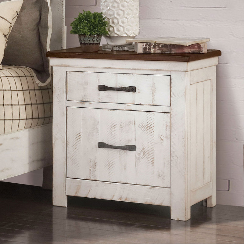 Table de chevet en bois massif vieilli 1Pc