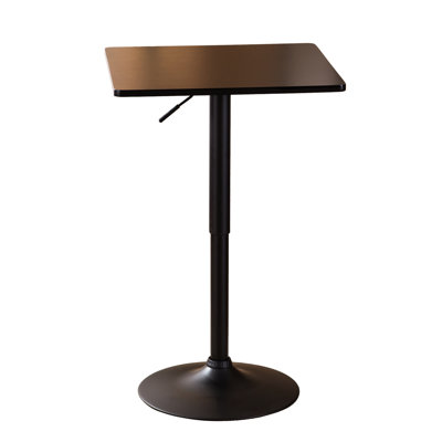 Metal Bar Table With Black Square Top And Adjustable Legs - 26" 36" Height Contemporary For Bedroom Fashionable