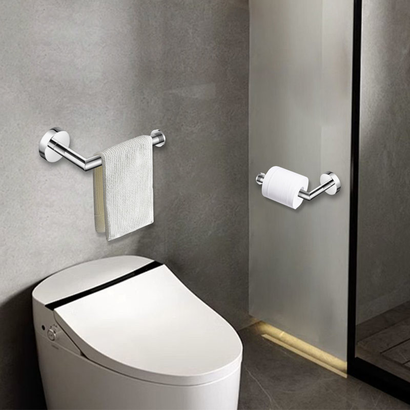 5-Piece Bath Hardware Set With Towel Bar Towel Hook Toilet Paper Holder In Polished Chrome