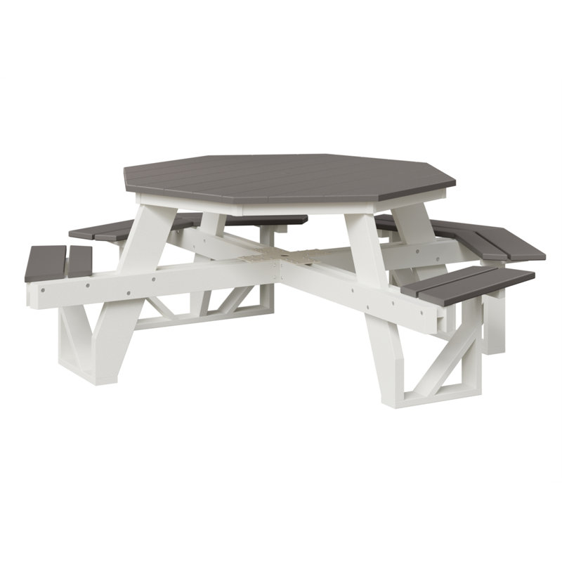 Table de pique-nique Ada, H 30,5 po x L 86,25 po x l 86,25 po, Gris clair / blanc