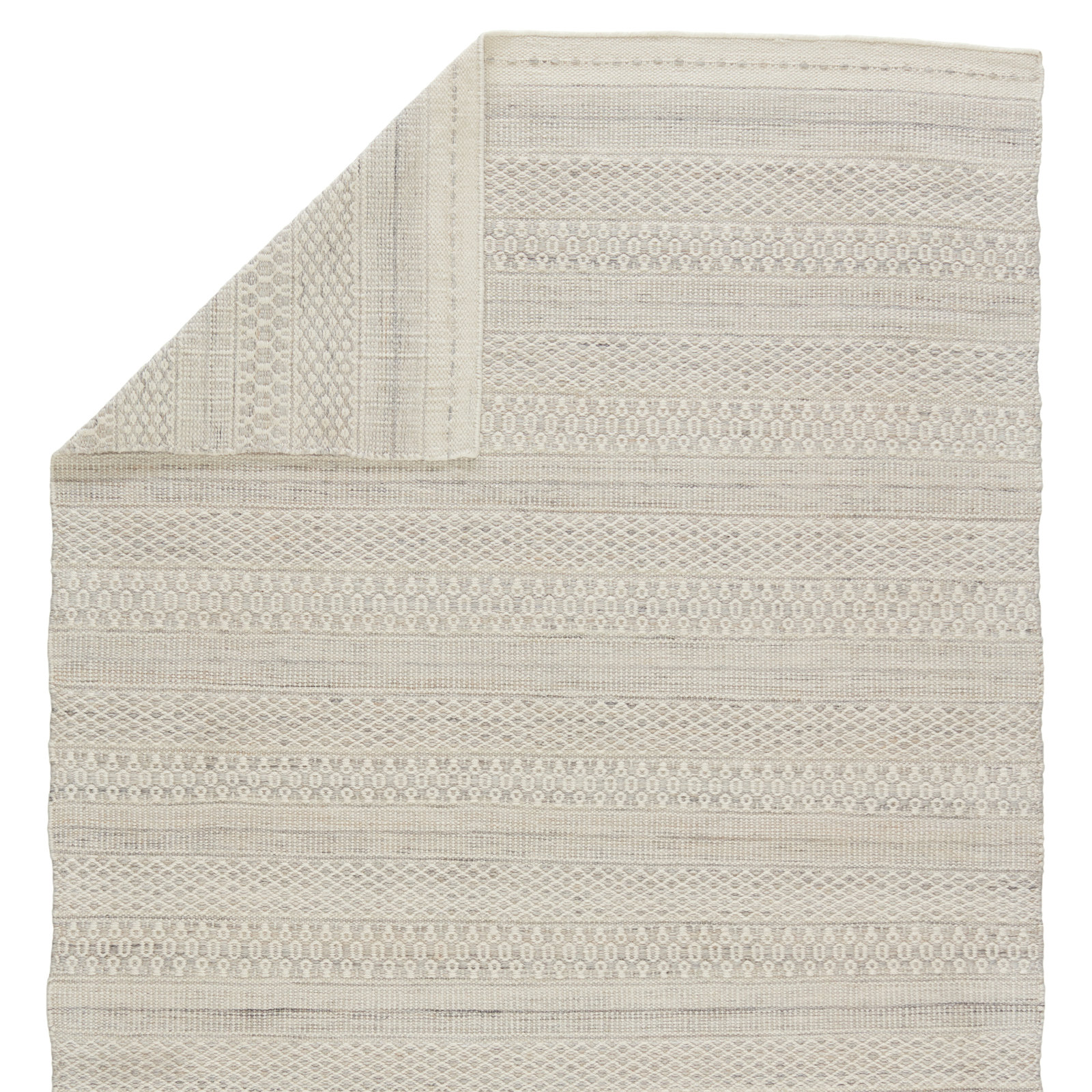 Gingham Cream Hand-Woven Outdoor Rug, Rectangle 2' x 3'