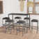 Ariyal Patio Bar Table and Stools with Cushions Poly Rattan